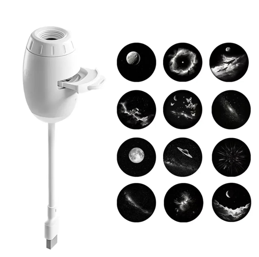 Dual-Function USB Ambient Light with Adjustable Focus for Versatile Scene Projection and Night Illumination